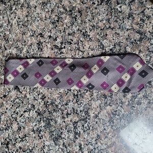 Premier Edition  tie pattern gray  red black cream pattern vinatge as pictured